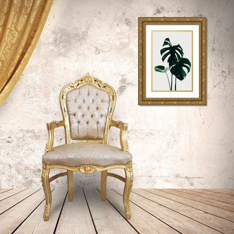 Monstera Natural 29 Gold Ornate Wood Framed Art Print with Double Matting by 1x Studio III