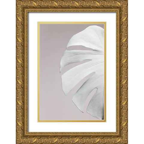Monstera White 05 Gold Ornate Wood Framed Art Print with Double Matting by 1x Studio III