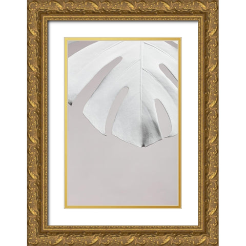 Monstera White 06 Gold Ornate Wood Framed Art Print with Double Matting by 1x Studio III