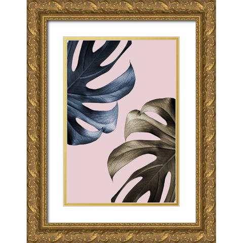 Monstera Pink Light 01 Gold Ornate Wood Framed Art Print with Double Matting by 1x Studio III