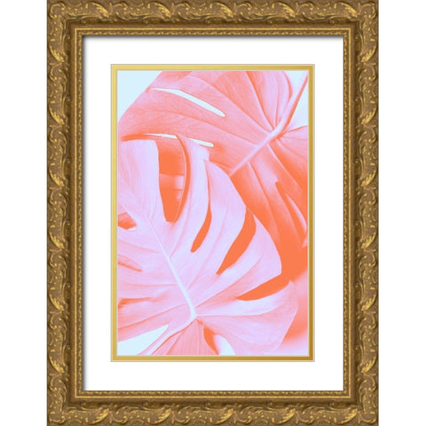 Monstera Orange 03 Gold Ornate Wood Framed Art Print with Double Matting by 1x Studio III