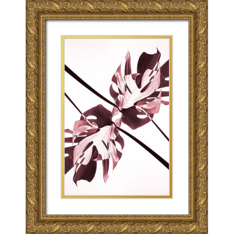 Monstera Kaleidoscope 02 Gold Ornate Wood Framed Art Print with Double Matting by 1x Studio III