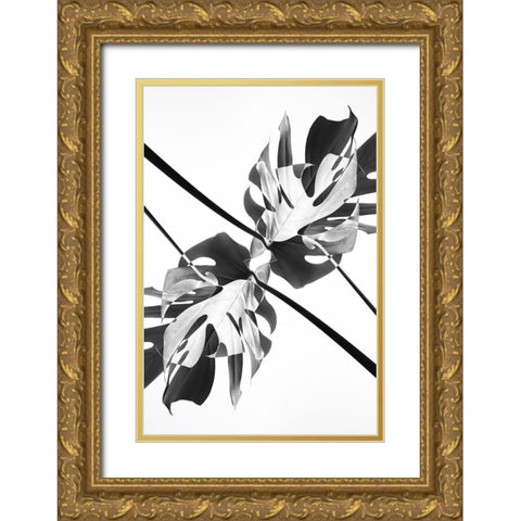 Monstera Kaleidoscope 03 Gold Ornate Wood Framed Art Print with Double Matting by 1x Studio III