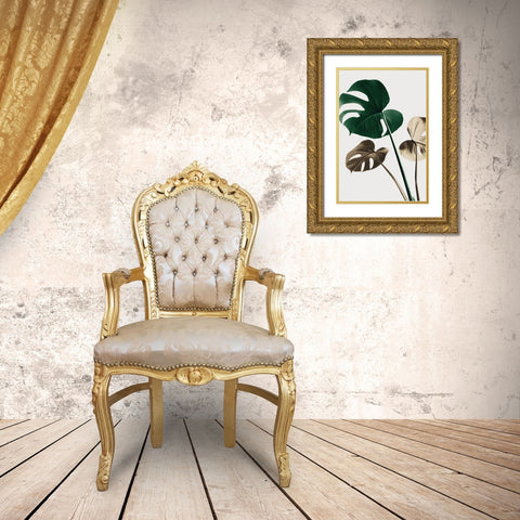 Monstera Mix 04 Gold Ornate Wood Framed Art Print with Double Matting by 1x Studio III