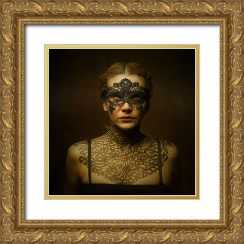 The Girl Of Typography Gold Ornate Wood Framed Art Print with Double Matting by Hasheminasab, Moein