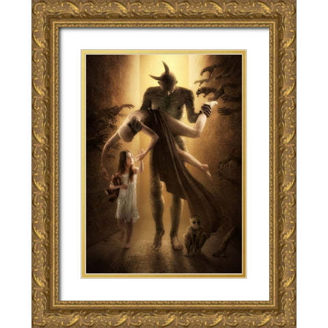 Sandman Gold Ornate Wood Framed Art Print with Double Matting by Kiciak, Christophe