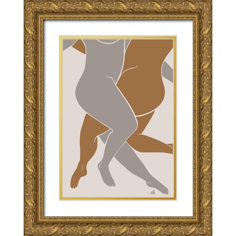 Lovers Beige Gold Ornate Wood Framed Art Print with Double Matting by 1x Studio II