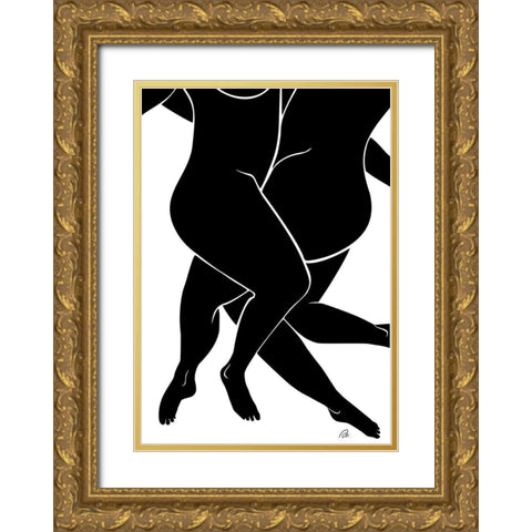 Lovers Black Gold Ornate Wood Framed Art Print with Double Matting by 1x Studio II