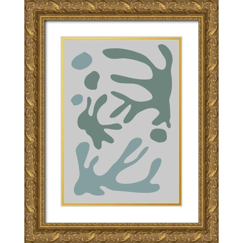 Seaweed Teal No 1 Gold Ornate Wood Framed Art Print with Double Matting by 1x Studio II