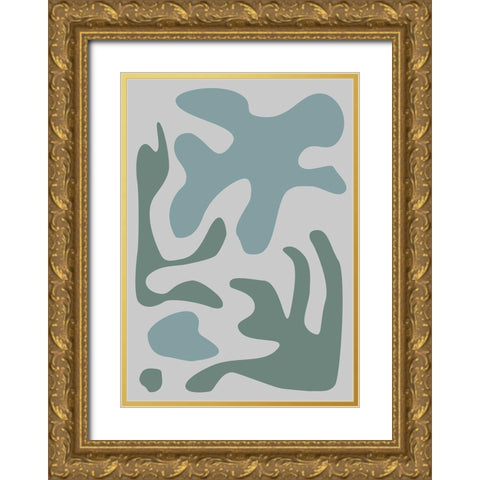 Seaweed Teal No 2 Gold Ornate Wood Framed Art Print with Double Matting by 1x Studio II
