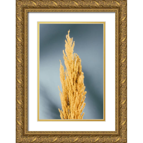Yellow Grass Blue Gold Ornate Wood Framed Art Print with Double Matting by 1x Studio III