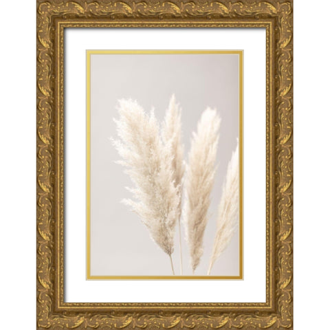 Pampas Grass Grey 02 Gold Ornate Wood Framed Art Print with Double Matting by 1x Studio III