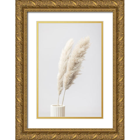 Pampas Grass Grey 11 Gold Ornate Wood Framed Art Print with Double Matting by 1x Studio III