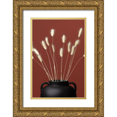 Bunny Grass Vase Gold Ornate Wood Framed Art Print with Double Matting by 1x Studio III