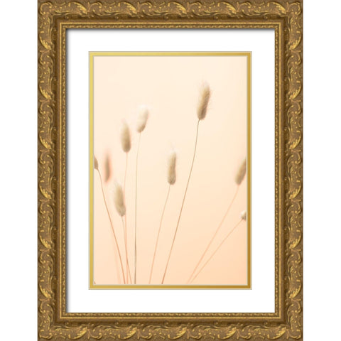 Bunny Grass Peach 02 Gold Ornate Wood Framed Art Print with Double Matting by 1x Studio III