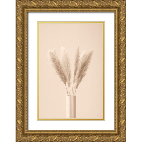 Pampas Grass Beige 11 Gold Ornate Wood Framed Art Print with Double Matting by 1x Studio III