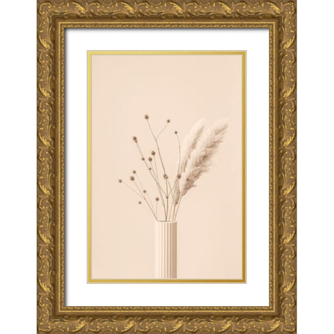 Thistle A Pampas Beige Gold Ornate Wood Framed Art Print with Double Matting by 1x Studio III