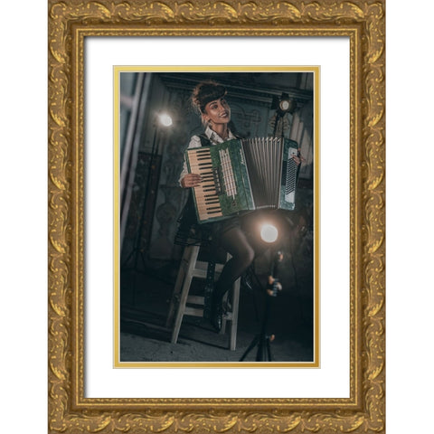 Moulin Rouge! Gold Ornate Wood Framed Art Print with Double Matting by Behzadi, Amir