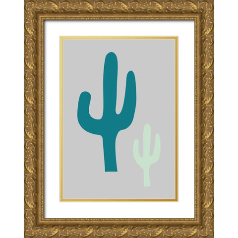 Cactus Grey Gold Ornate Wood Framed Art Print with Double Matting by 1x Studio II