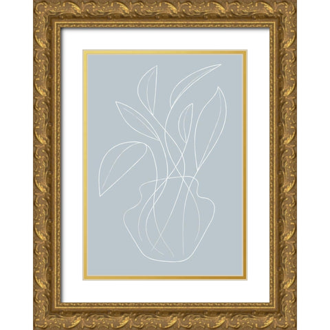 Vase Lines Gold Ornate Wood Framed Art Print with Double Matting by 1x Studio II