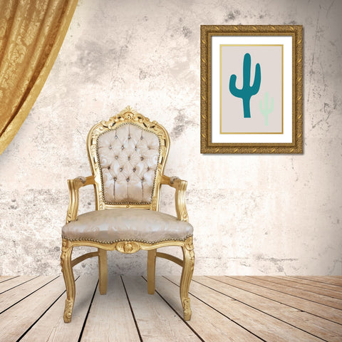 Cactus Beige Gold Ornate Wood Framed Art Print with Double Matting by 1x Studio II