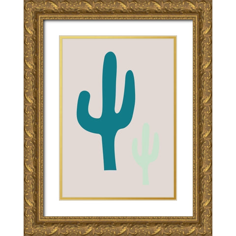 Cactus Beige Gold Ornate Wood Framed Art Print with Double Matting by 1x Studio II