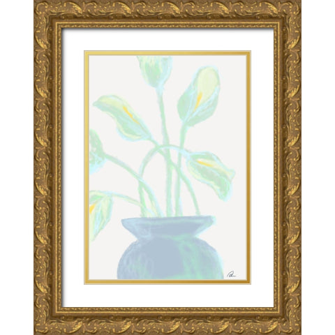 Flowers Mint Gold Ornate Wood Framed Art Print with Double Matting by 1x Studio II