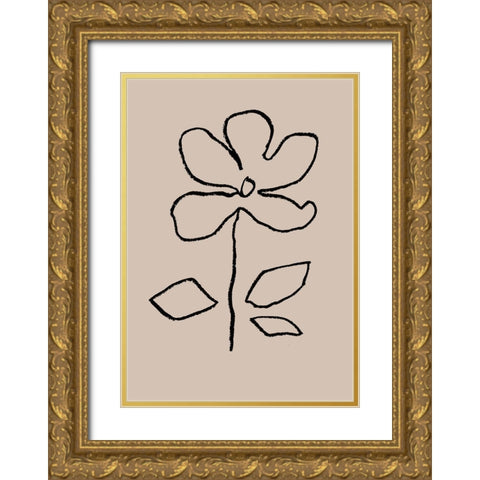 Oil Pastel Flower Black Gold Ornate Wood Framed Art Print with Double Matting by 1x Studio