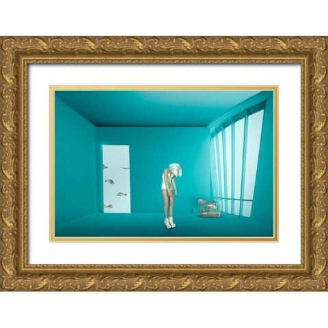 Caging Gold Ornate Wood Framed Art Print with Double Matting by von Diepenbroek, Christine
