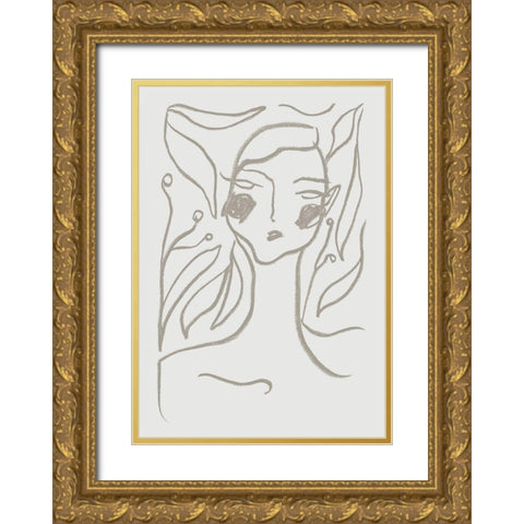 Gaia Green Gold Ornate Wood Framed Art Print with Double Matting by 1x Studio