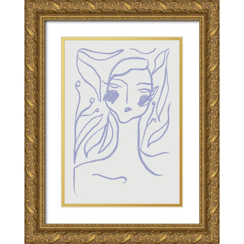 Gaia Lilac Gold Ornate Wood Framed Art Print with Double Matting by 1x Studio