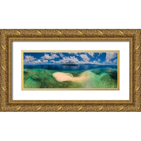 Aerial Panoramic View From Sazilac Gold Ornate Wood Framed Art Print with Double Matting by Gabriel, Barathieu