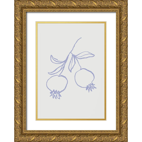 Pomegranate Lilac Gold Ornate Wood Framed Art Print with Double Matting by 1x Studio