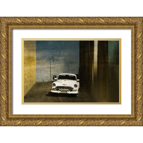 A White Car In Havanna Gold Ornate Wood Framed Art Print with Double Matting by Schuster, Inge