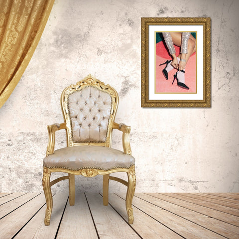 Getting Ready Pink Gold Ornate Wood Framed Art Print with Double Matting by 1x Studio III