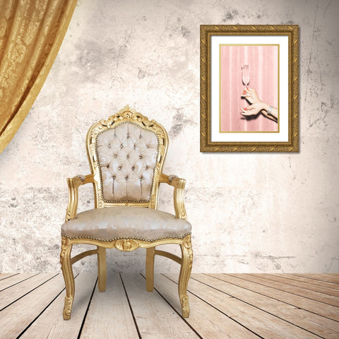 Heres To Pink 01 Gold Ornate Wood Framed Art Print with Double Matting by 1x Studio III