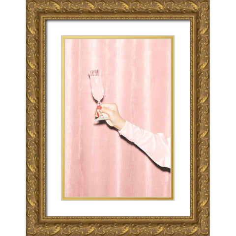 Heres To Pink 02 Gold Ornate Wood Framed Art Print with Double Matting by 1x Studio III