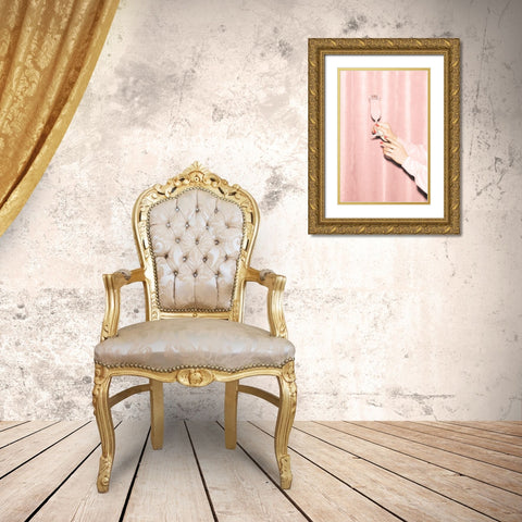 Heres To Pink 03 Gold Ornate Wood Framed Art Print with Double Matting by 1x Studio III