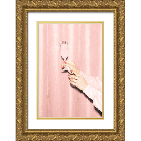 Heres To Pink 03 Gold Ornate Wood Framed Art Print with Double Matting by 1x Studio III