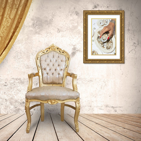 Oysters a Pearls No 02 Gold Ornate Wood Framed Art Print with Double Matting by 1x Studio III