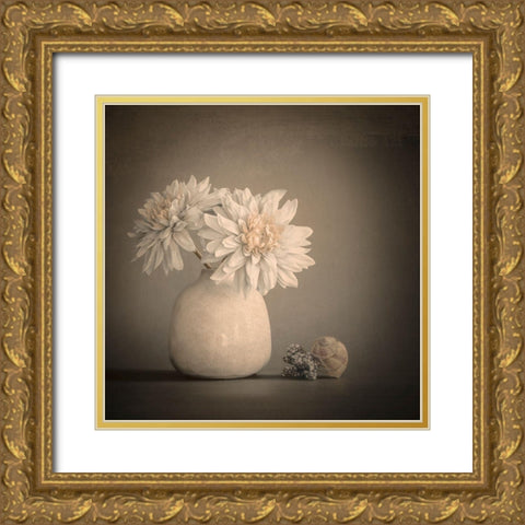 White And Fine Gold Ornate Wood Framed Art Print with Double Matting by Kiral, Cicek