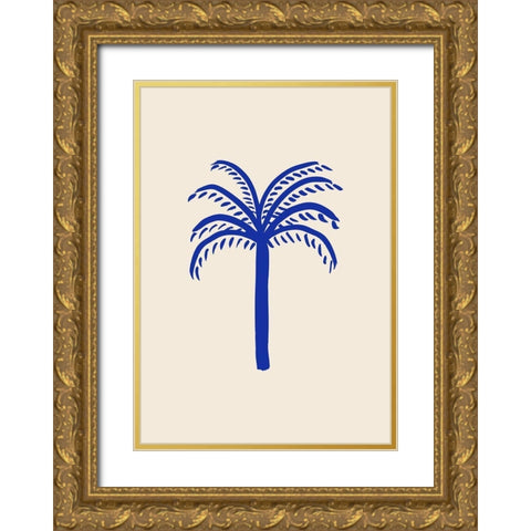 Blue Palm Gold Ornate Wood Framed Art Print with Double Matting by 1x Studio