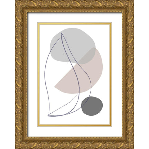 New Shapes Beige 01 Gold Ornate Wood Framed Art Print with Double Matting by 1x Studio