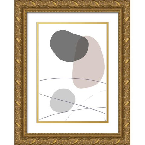 New Shapes Beige 03 Gold Ornate Wood Framed Art Print with Double Matting by 1x Studio