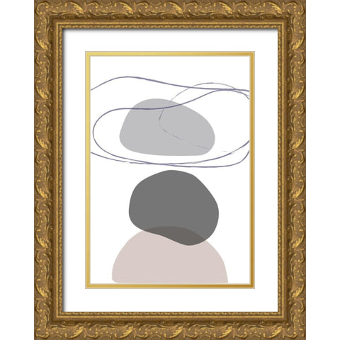 New Shapes Beige 04 Gold Ornate Wood Framed Art Print with Double Matting by 1x Studio