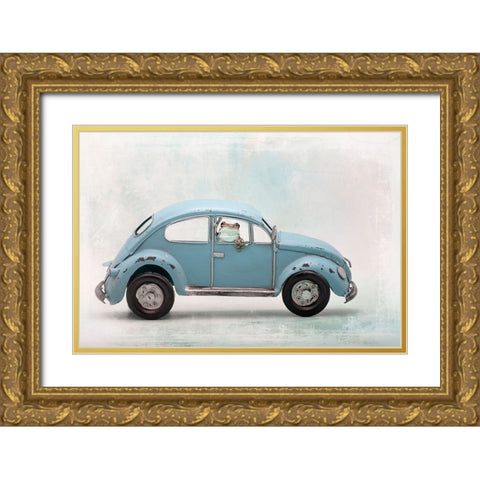 Amazon Milk Frog In Vw Bug Gold Ornate Wood Framed Art Print with Double Matting by D Lester, Linda