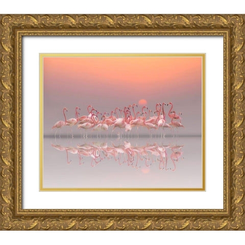 Meeting Before Sunset Gold Ornate Wood Framed Art Print with Double Matting by Cseresnjes, Anna