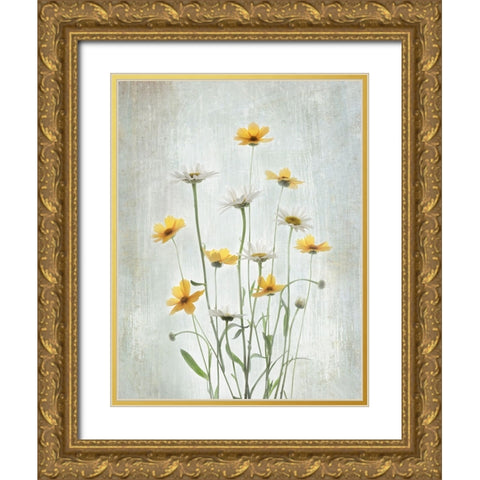 Summer Flowers Gold Ornate Wood Framed Art Print with Double Matting by L., Binbin