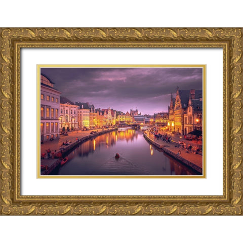 Ghent Gold Ornate Wood Framed Art Print with Double Matting by Huybrighs, Marc