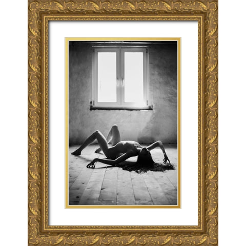 Spidergirl Gold Ornate Wood Framed Art Print with Double Matting by Kaminski, Lukas